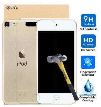 Apple ipod touch 6 / 5 Screen protector, KuGi Ultra-thin 9H Hardness High Quality HD clear Premium Tempered Glass Screen Protector for New iPod Touch 6th / 5th Generation. (Glass screen protector)