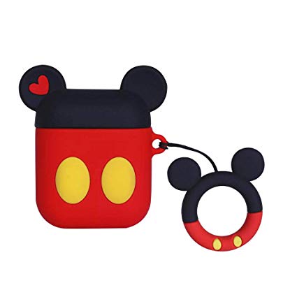 Airpods Case, Cute Cartoon Airpods Cover, Mickey Mouse Eye Charging Shockproof with Ring Buckle Holder Earphone Case Protective for Apple Airpods (Mickey)