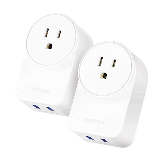 Smart Plug 2 Pack by BESTEK Works with Amazon Alexa Google Assistant and IFTTT No Hub Required [ETL Listed] - 10A 1250W Max with 2 USB Port