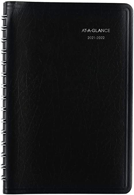 Academic Planner 2021-2022, AT-A-GLANCE Daily Appointment Book & Planner, 5" x 8", Small, for School, Teacher, Student, DayMinder, Black (AY4400)