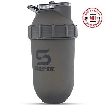 ShakeSphere Tumbler: Protein Shaker Bottle, 24oz ● Capsule Shape Mixing ● Easy Clean Up ● No Blending Ball or Whisk Needed ● BPA Free ● Mix & Drink Shakes, Smoothies, More ● Frosted/Black