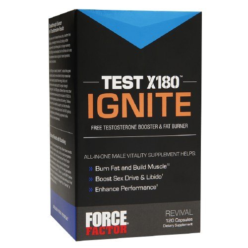 Force Factor TEST X180 IGNITE Free Testosterone Booster & Fat Burner, Capsules 120 ea(pack of 2)