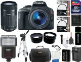 Canon EOS Rebel SL1 Digital SLR Camera with EF-S 18-55mm f35-56 IS STM Lens  Canon EF-S 55-250mm f4-56 IS STM Zoom Lens  32GB Card  Flash  Tripod  Case  Battery  Filters  2 Lenses  Accessory Kit