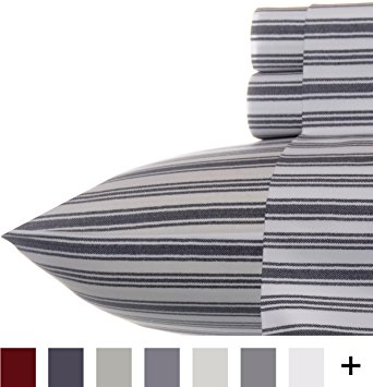 Nautica Stripe Cotton Percale Sheet Set, King, Coleridge Charcoal