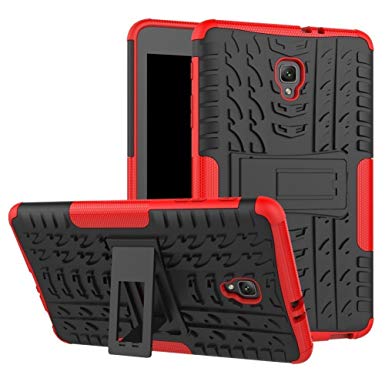 Galaxy Tab A 8 2017 Case, High Impact Hybrid Drop Proof Armor Defender Full-body Protection Case Convertible Built in Stand For SamSung Galaxy Tab A 8.0" SM-T380/T385 2017 Tablet-Black Red