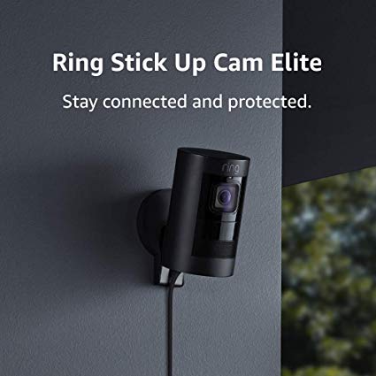 Ring Stick Up Cam Elite, Power over Ethernet HD Security Camera with Two-Way Talk, Night Vision, Black, Works with Alexa