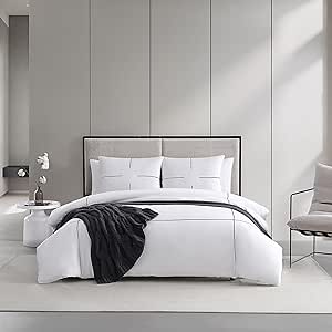 Vera Wang - King Comforter Set, Luxury Cotton Sateen Bedding with Matching Shams, Designer Home Decor (Zig Zag White, King)