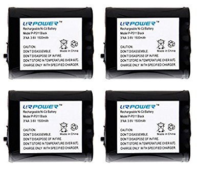 URPOWER® Pack of 4 Rechargeable Cordless Phone Batteries for Panasonic P-P511 ER-P511 HHR-P402 Type 24 Cordless Telephone Battery Replacement Packs
