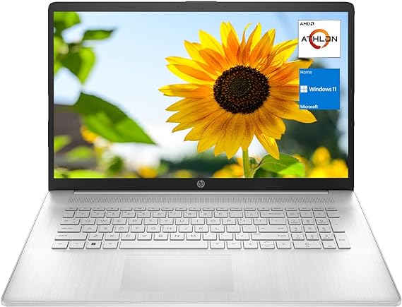 HP 17z Laptop, 17.3" HD  Screen, AMD Athlon Gold 3150U Processor, 16GB RAM, 512GB PCIe SSD, Webcam, HDMI, Type-C, Wi-Fi, Windows 11 Home, Silver