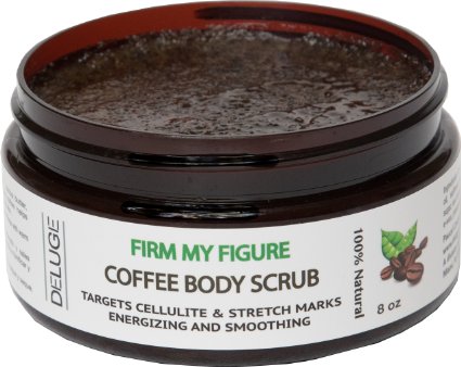 Organic Coffee Body Scrub Tightens Tones Reduces Cellulite 100 Natural 8 OZ by DELUGE