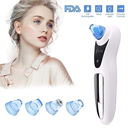 Black Head Cleaning Tool,Blackhead Vacuum Remover Suction Facial Pore Deep Cleaner Electric Acne Comedone Extractor Kit With 5 Replacement Head for Men and Women