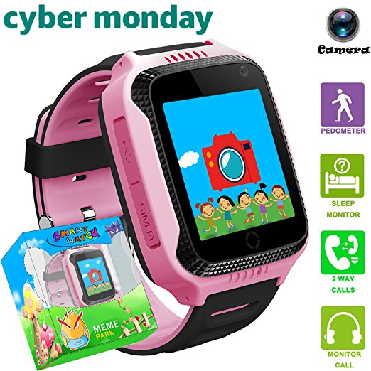 Kids Smartwatches with GPS Flash Night Light Touch Screen Anti-lost Alarm Smart Watch Bracelet for Children Girls Boys Compatible for iPhone Android (001 G3S Pink GPS LBS)