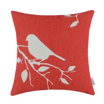 Euphoria CaliTime Throw Pillow Cover Vintage Birds Branches, 18 X 18 Inches, Red