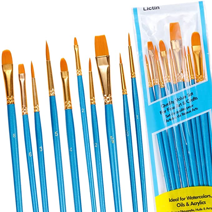 Lictin 10 Pieces Artist Paint Brushes Set Multifunctional Nylon Paint Brushes, Plastic, Sky Blue Art Painting Supplies for Acrylic and Oil Painting(Blue)