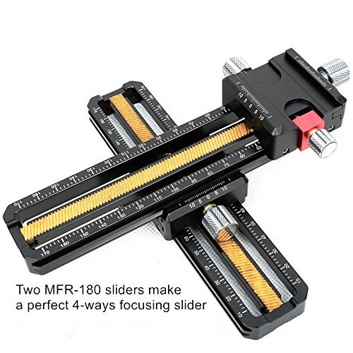 CamerePlus MFR-180 180mm Precision Aluminium 4-Way Macro Slider (2 Sliders) - The Best Focusing Rail for Macro Photography (4 Ways (Two silders))