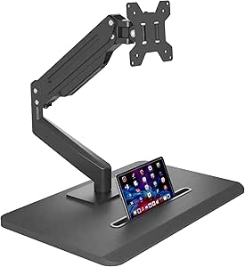 suptek Single Monitor Mount Gas Spring Monitor Arm Desk Stand with Base,Freestanding Pneumatic Height Adjustable Monitor Stand for 17 to 32 inch Monitor,Holds up to 22 lbs,Black(ML8)