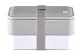 Bento Box by BentoHeaven - Premium Lunch Boxes for Adults Teens and Kids Silverware Included - SilverWhite