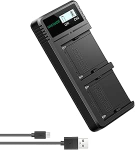 NEEWER Dual USB Chargeur Compatible avec Sony NP-F970 NP-F960 NP-F950 NP-F930 NP-F770 NP-F750 NP-F570 NP-F550 Batterie pour Appareil Photo, Chargeur Rapide avec Ecran LCD, Charge Polyvalentes