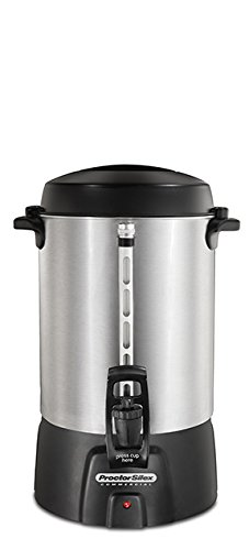 Proctor Silex Commercial 45060  Coffee Urn 60 Cup Aluminum, One Hand Dispensing, Coffee Level Indicator, 16.93" Height, 11.73" Width, 12.56" Length, Stainless Steel