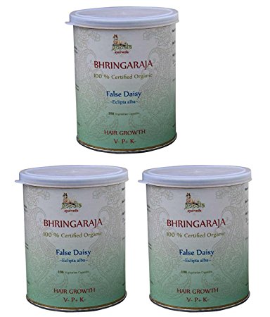 BHRINGRAJ CAPSULES (USDA CERTIFIED ORGANIC) - 108 Vcaps (Pack of 3) - With Free Gift Samples and Expedited Delivery