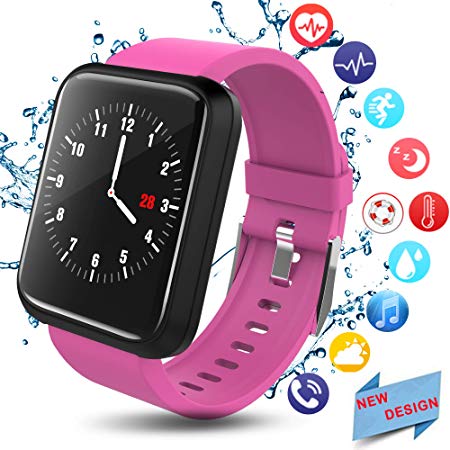 andmei Fitness Tracker, Activity Tracker with Swimming Pedometer Blood Pressure Heart Rate Sleep Monitor Bluetooth Weather Call SMS SNS IP67 Waterproof for Women Men Android IOS phone