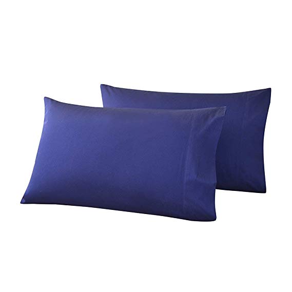 Docooler Htovila 2pcs/set 300 Thread Count 100% Cotton Pillow Cases Soft Breathable Envelope Closure End Pillow Covers Pillowcases--White, Queen Size