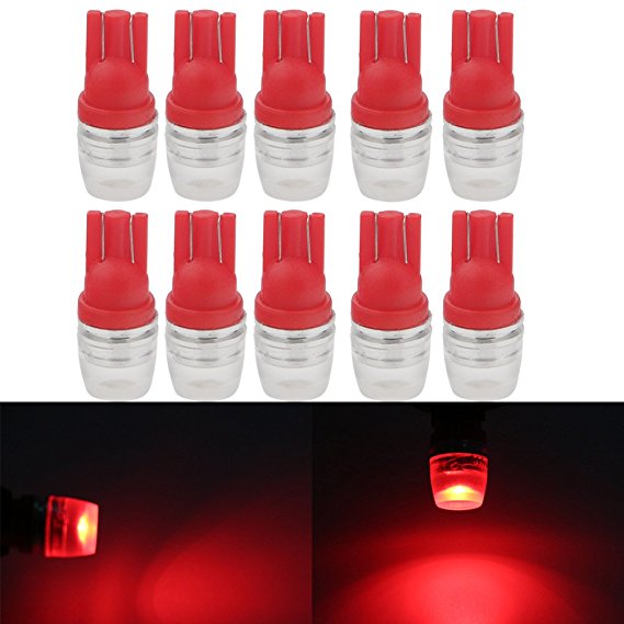 Grandview 10pcs Red 501 W5W 194 168 2825 T10 Wedge High Power LED Replacement Light Bulbs For Interior Light Bulbs Signal Dashborad Parking Sidelight Bulbs 12V