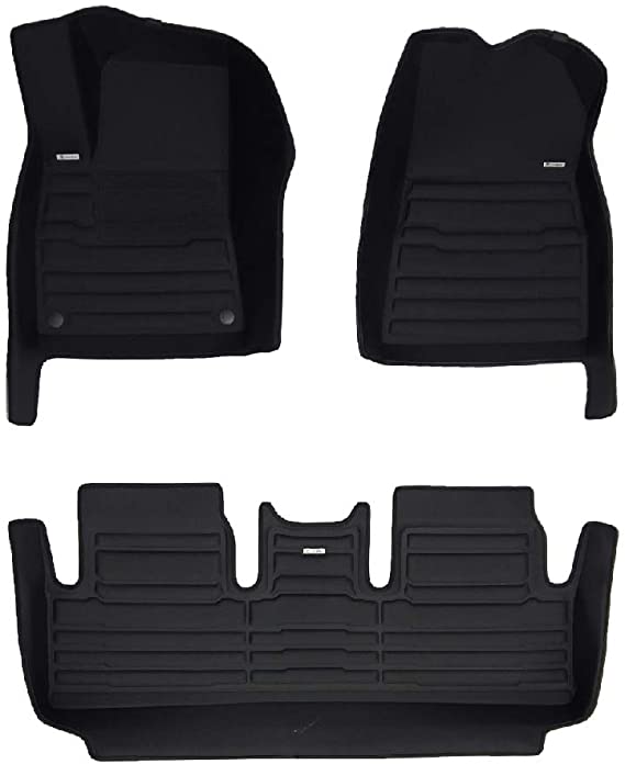 TuxMat Neo Tesla Model 3 Floor Mats - for 2017-2021 Models - Max Coverage, All Weather, Laser Measured - Full Set Includes Front & Rear Rows