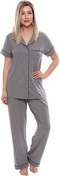 Texere Women's Jersey Short Sleeve PJs - Sleepwear Gift (Classic Slumber)