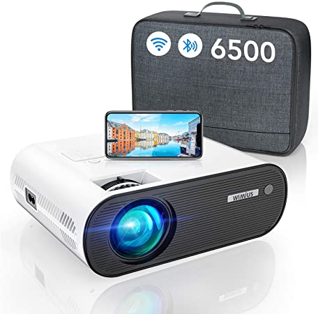 WiFi Bluetooth Projector, WiMiUS K5 Mini WiFi Projector Full HD Support 1080P, 75% Zoom 200” Screen Compatible with Smartphone (Wirelessly)/PC/Bluetooth Speakers/TV Stick/PS4/PS5