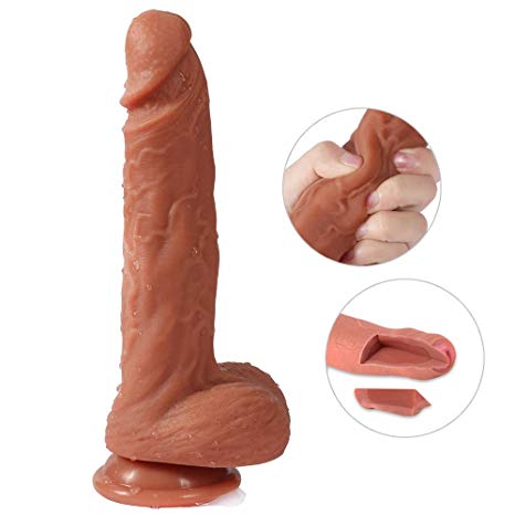 Anfei FDA Approved Dildo, Liquid Silicone Dual Layer Adult Toys with Suction Cup, Hyper Realistic Sex Toys for Masturbation(Total 22.5cm,Insert 17.5cm,Width 4.5cm)
