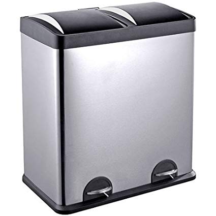 Step N' Sort 16-Gallon 2-Compartment Trash and Recycling Bin - Stainless Steel