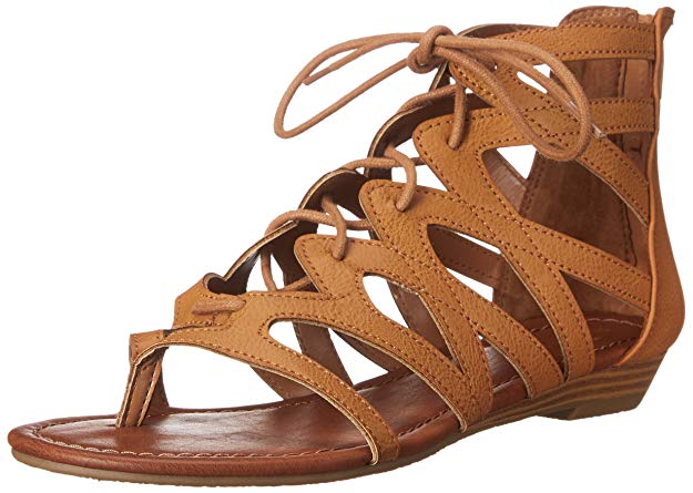 Rampage Women's Santini Cutout Lace-Up Open Toe Ankle Strap Gladiator Sandal