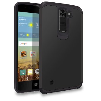 LG K7 Case, LG Tribute 5 Case, ATUS® Hybrid Dual Layer Hard Cover Silicone Skin Case For LG K7, LG Tribute 5   Ultra-sensitive Stylus Pen (BLACK/BLACK)