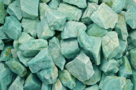 Fantasia Materials: 1 lb Amazonite Rough from Madagascar- (Select 1 to 18 lbs) - Raw Natural Crystals for Cabbing, Cutting, Lapidary, Tumbling, Polishing, Wire Wrapping, Wicca & Reiki Crystal Healing