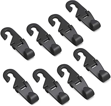 Universal Fit Multifunctional Headrest Hooks | Car and Trunk Seatback Organizers for Parents and Kids – Set of 8 (Black)