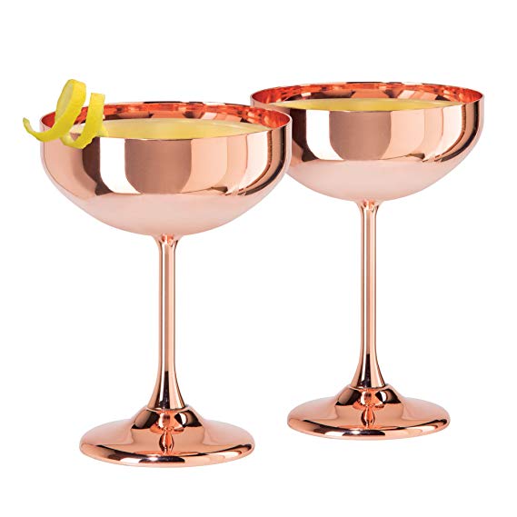 Oggi 7448.12 Copper Set of 2 Plated Coupe Cocktail Glasses (10 oz),