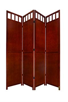 Legacy Decor 3 or 4 Panel Solid Wood Room Screen Divider Walnut (4 Panels)