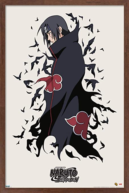 Trends International Naruto Shippuden - Itachi Wall Poster, 14.725" x 22.375", Mahogany Framed Version