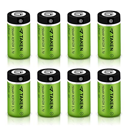 CR123A Rechargeable Batteries, Taken 3.7V 750mA Li-ion RCR123A Rechargeable Batteries for Arlo Camera (VMC3030/VMK3200/VMS3330/3430/3530) (8 Pack)