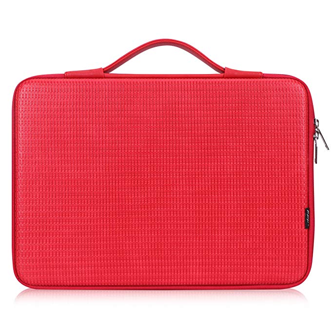 FYY 12"-13.3" [Waterproof Leather] [Solid Hard Shape] Laptop Sleeve Bag Case with Inner Tuck Net Fits All 12-13.3 Inches Laptops, Notebook, MacBook Air/Pro, Tablet, iPad Red
