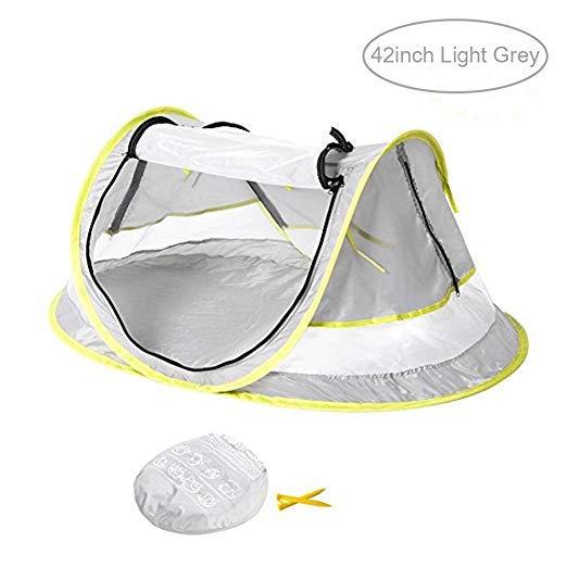 Baby Travel Tent,FOME Ultralight Waterproof Portable Baby Travel Bed UV 50  Sun Shelters Tent Baby Beach Tent Pop Up Tent Play Tent with 2 Pegs A Carry Bag for Picnic Beach Garden Home