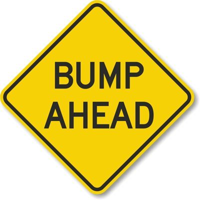SmartSign Aluminum Sign, Legend "Bump Ahead", 18" square, Black on Yellow