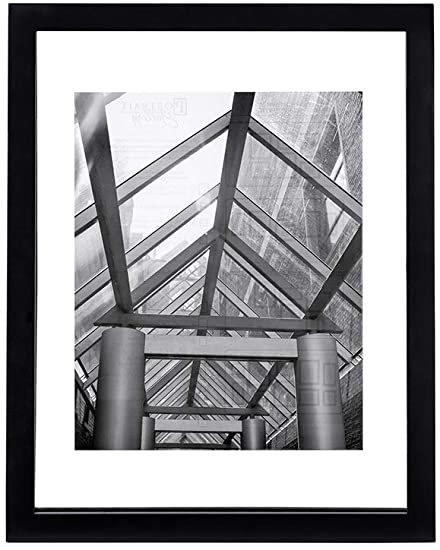 Malden 11x14 Floating Glass Picture Frame, Made to Display 8x10 Floating Picture, 11x14 Glass Size, Black