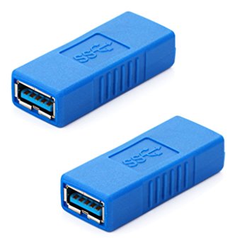 Conwork SuperSpeed USB 3.0 Type-A Female to Female Adapter Bridge Extension Coupler Gender Changer Connector (2 Pack)