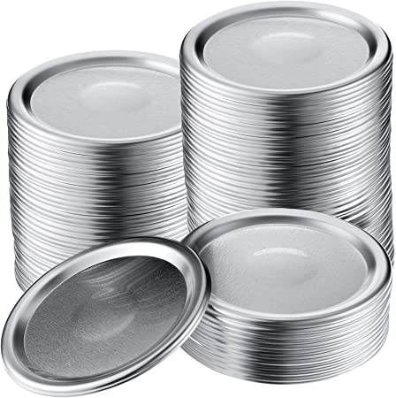 48 Pieces Split-Type Lids Reusable Leak Proof Storage Solid Caps Stainless Steel Canning Jar Lids Compatible with Regular Mouth Mason Jar