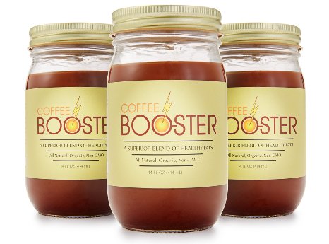 Coffee Booster - Top Quality Blend of Grass-fed Ghee, Coconut Oil, and Cacao, 3 jars