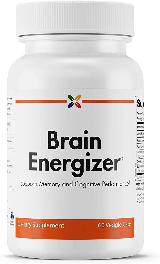 Stop Aging Now - Brain Energizer with CoQ10 and Curcumin - Supports Memory and Cognitive Performance - 60 Veggie Caps