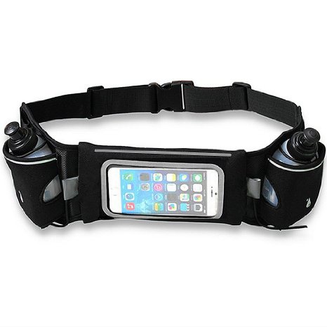 Running Belt,Walkas® iPhone Waist Bag Touchscreen Compatible Max Phone Size 5.5" Waterproof Elastic Adjustable Band Earphone Hole Back Wallet