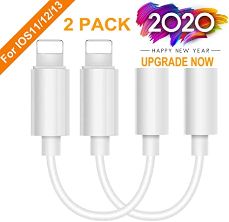 Lighting to 3.5 mm Headphone Adapter Earphone Earbuds Adapter Jack 2 Pack,Smooth Linking,Compatible with Apple iPhone 11 Pro Max X/XS/Max/XR 7/8/8 Plus Plug and Play Barlow Lenses